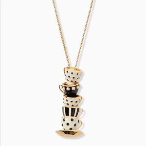 Kate Spade alice in wonderland stacked teacup pendant necklace